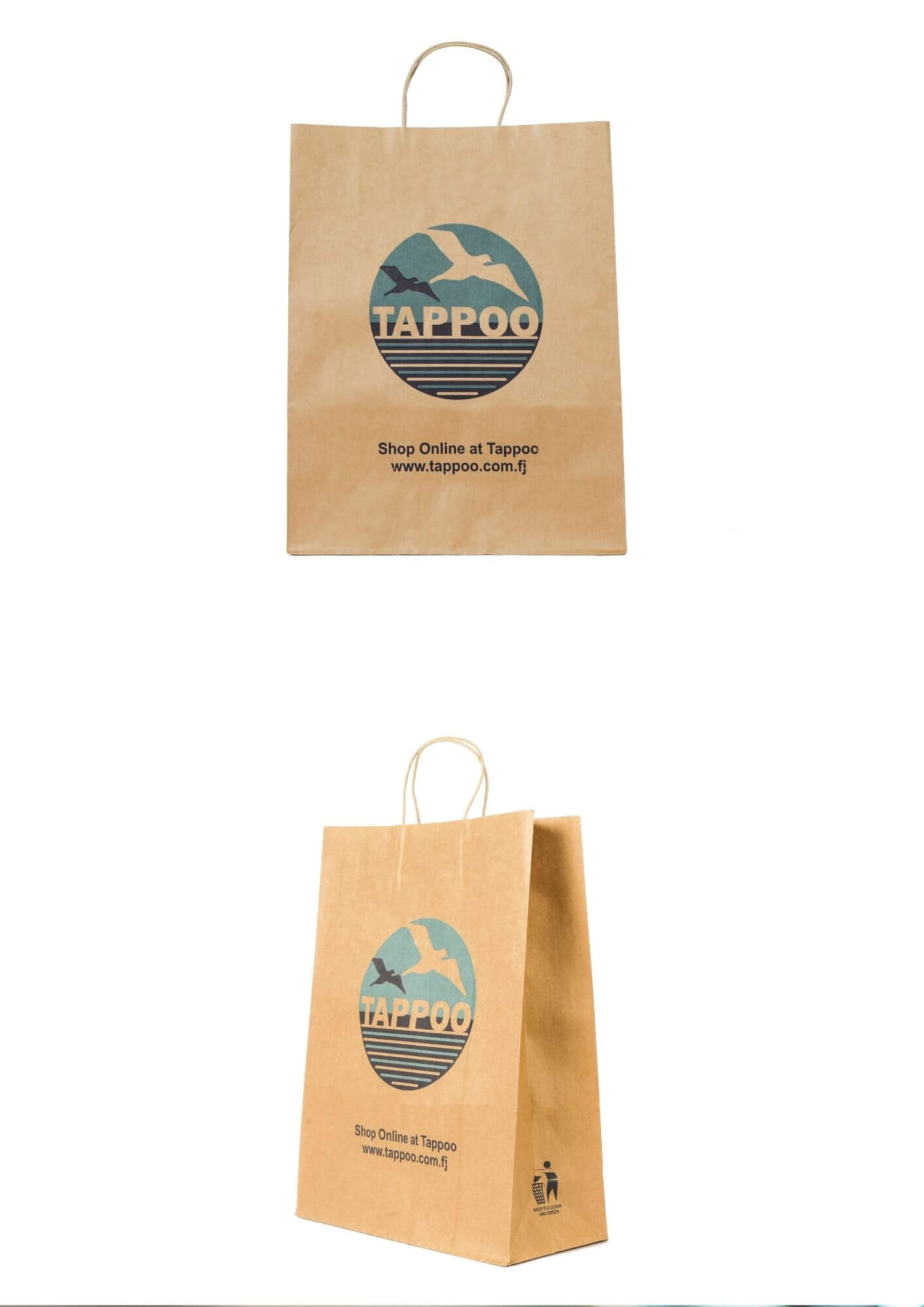 A brown kraft paper bag printed by max packaging for tappoo